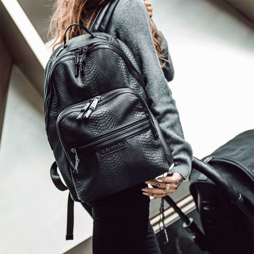 BRAND NEW Tiba + Marl Elwood Backpack, Black Snake